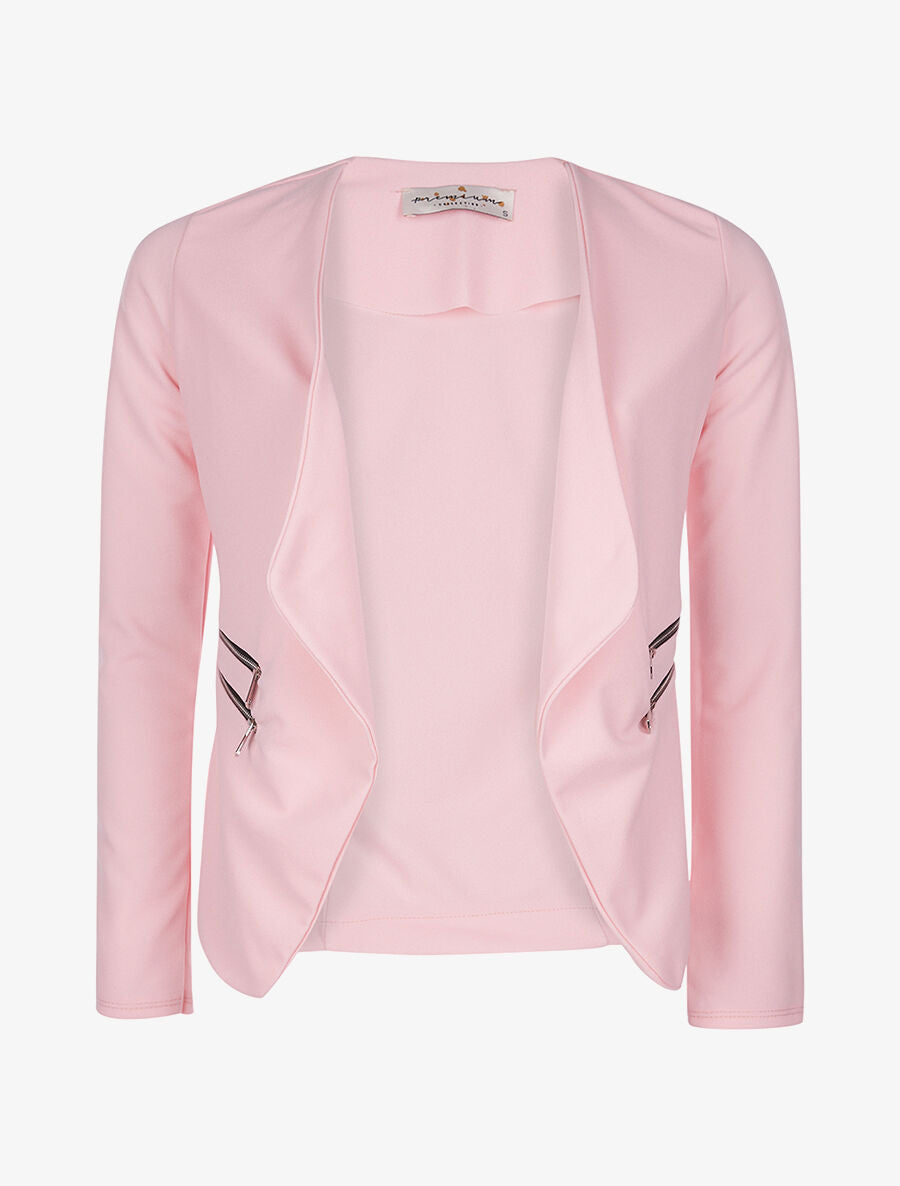 Veste poches à double zips - rose - 1