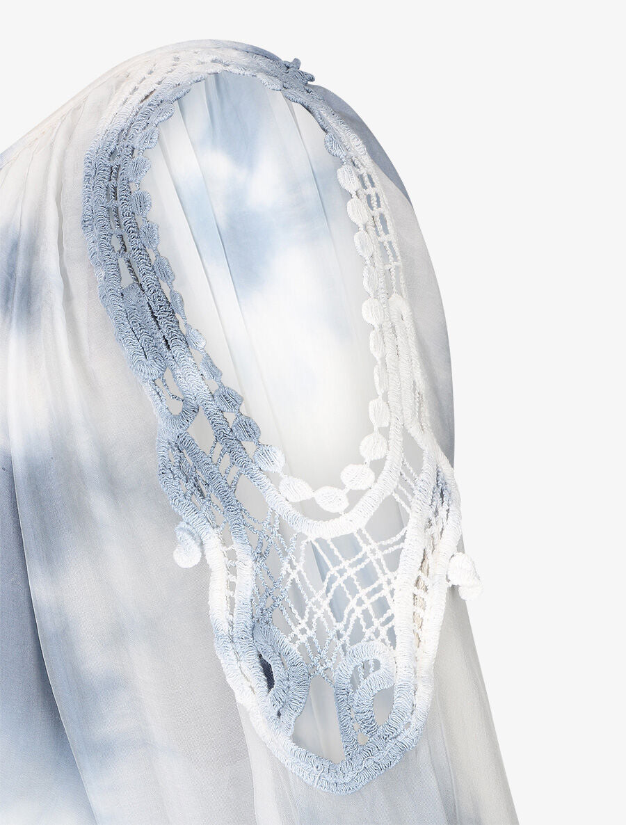 Ensemble blouse et écharpe crochet - bleu - 3
