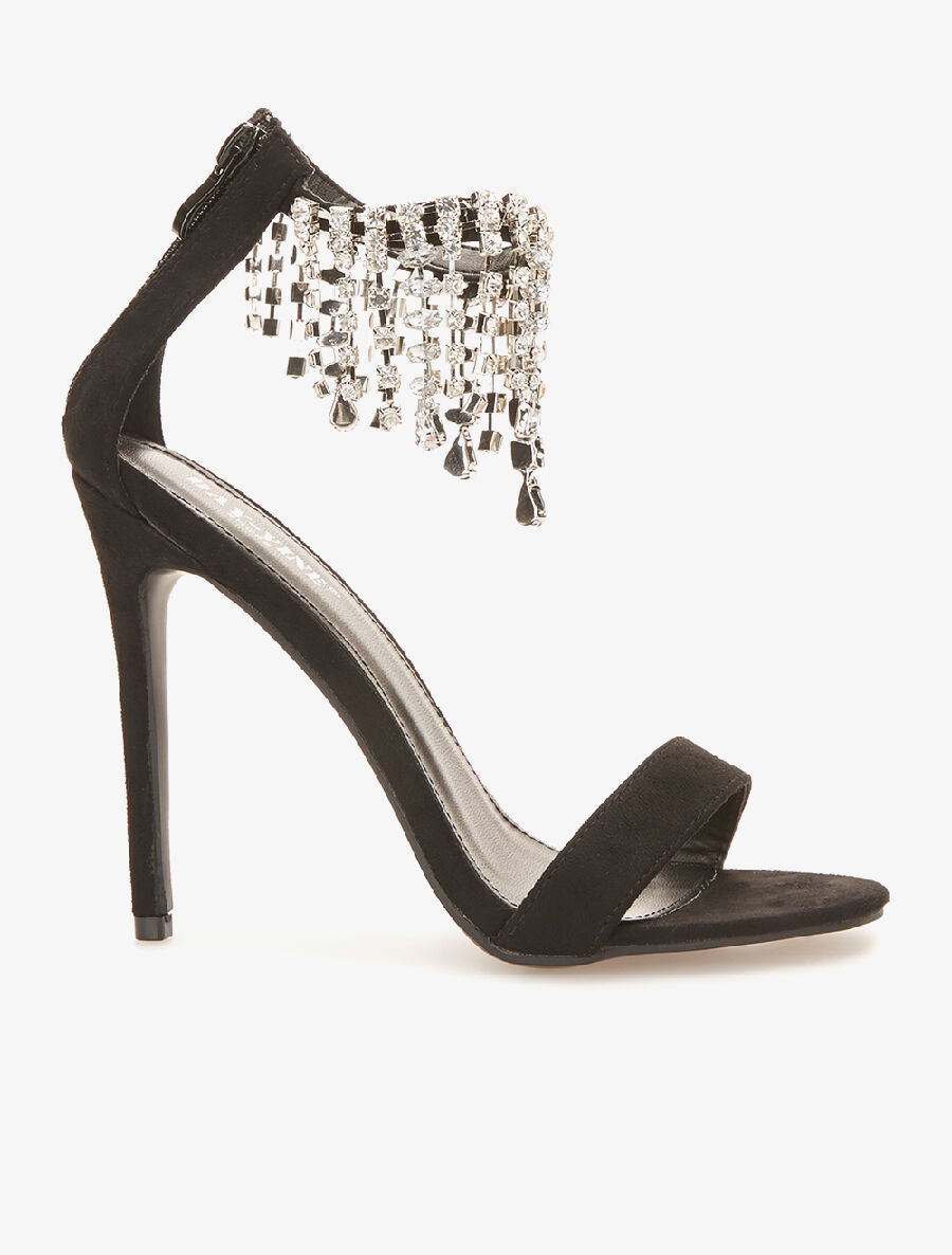 Peep-toes cascade de strass - noir - 1