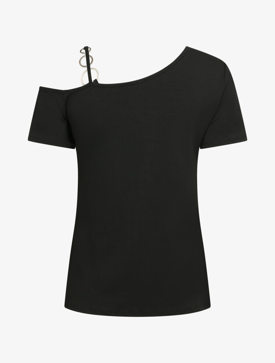 T-shirt à col rond à anneaux - Noir - 2
