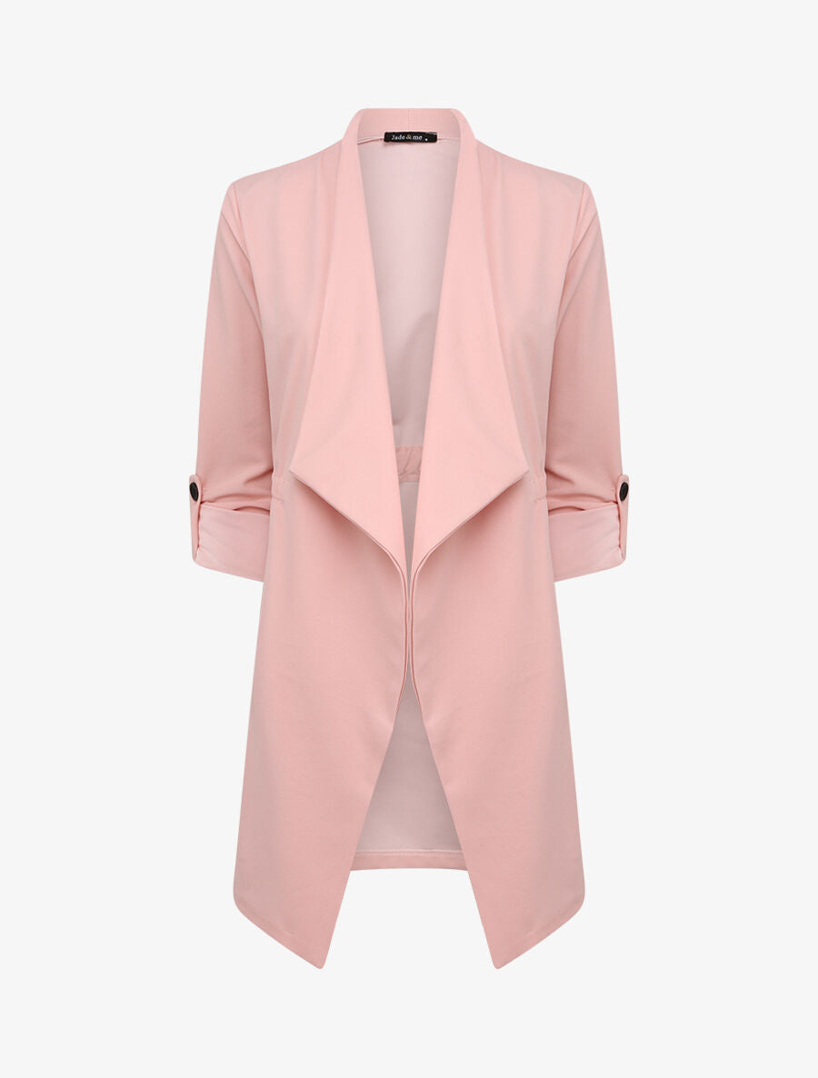 Trench droit mi-long uni - Rose poudré - 1
