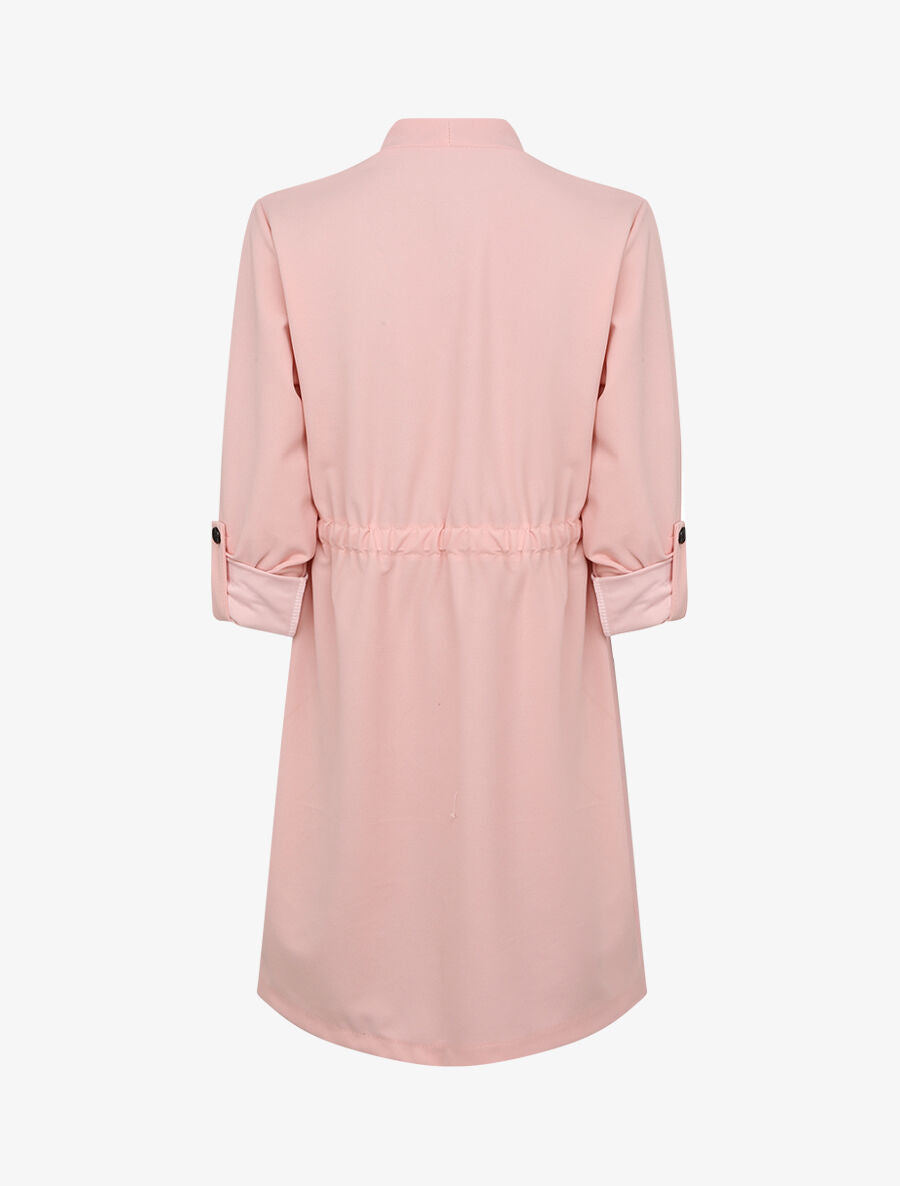 Trench droit mi-long uni - Rose poudré - 2