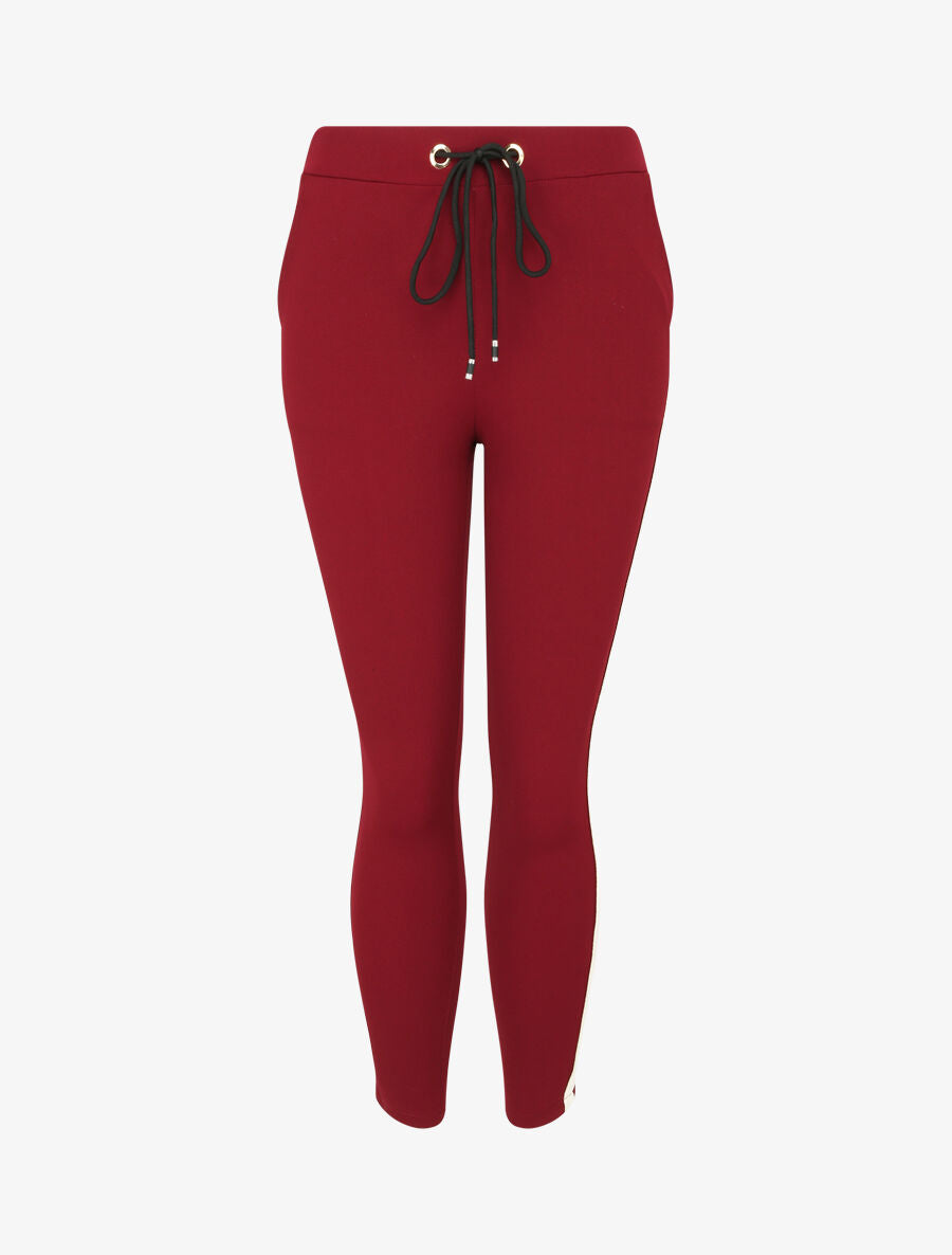 Pantalon jogger slim 7/8 taille haute - Bordeaux - 1