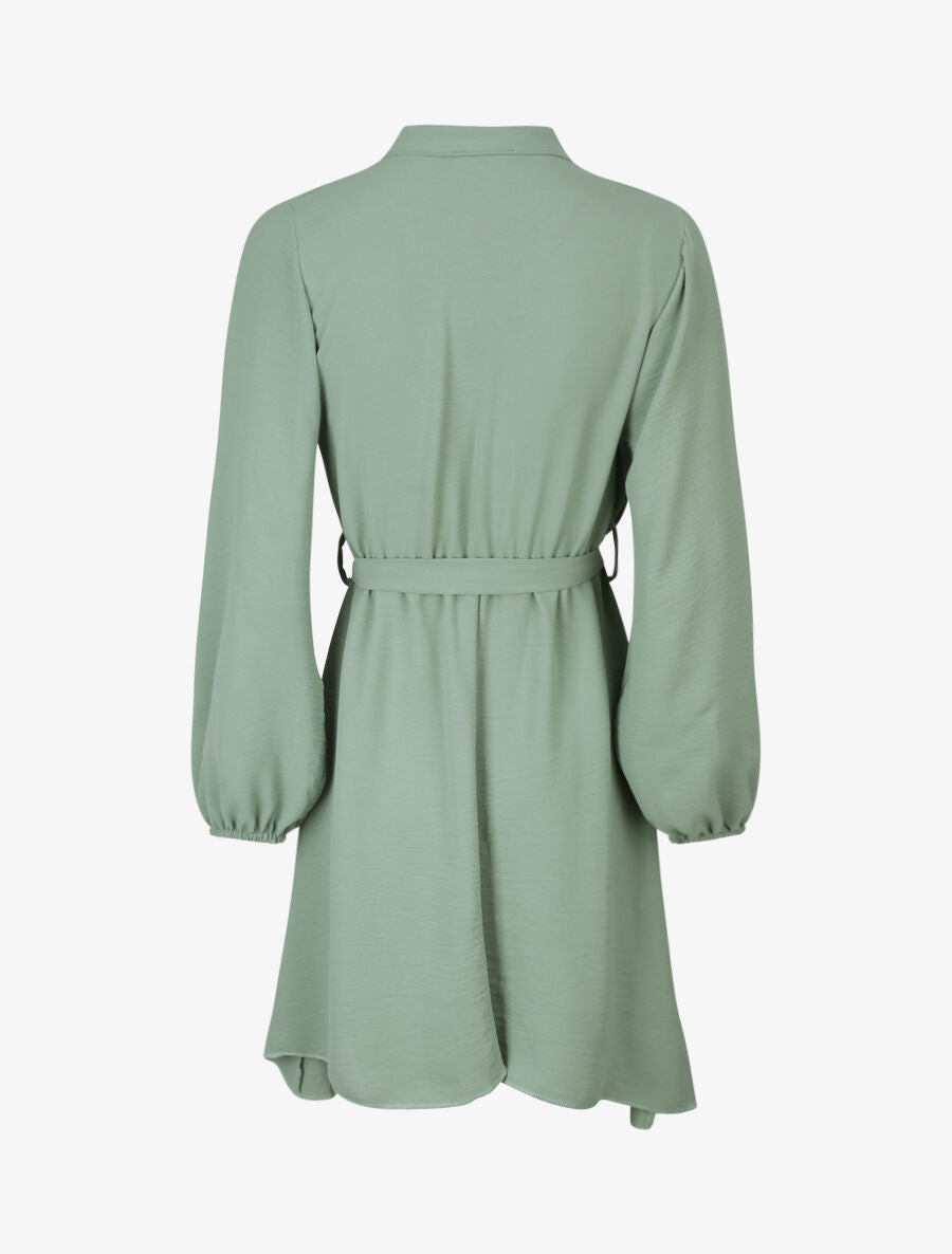 Robe patineuse à col tunisien - Vert amande - 2