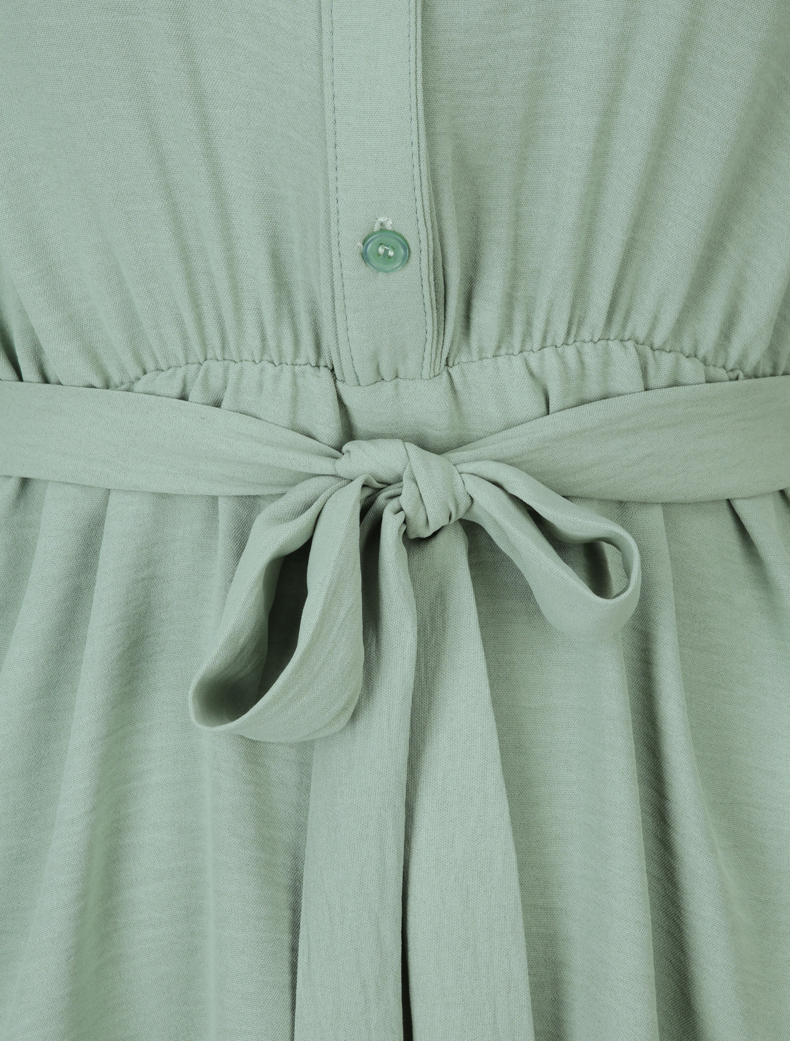 Robe patineuse à col tunisien - Vert amande - 3