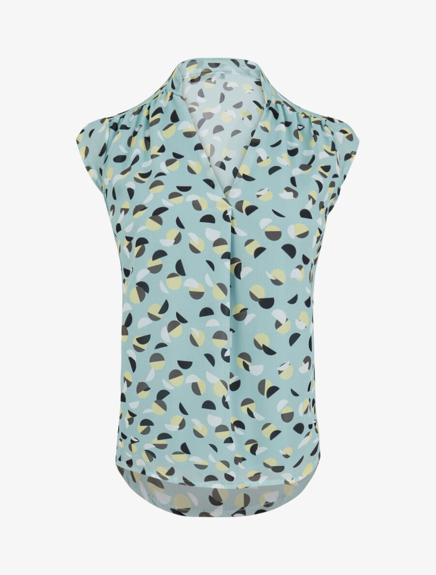 Top droit sans manches à imprimé pois stylisés - Vert d&