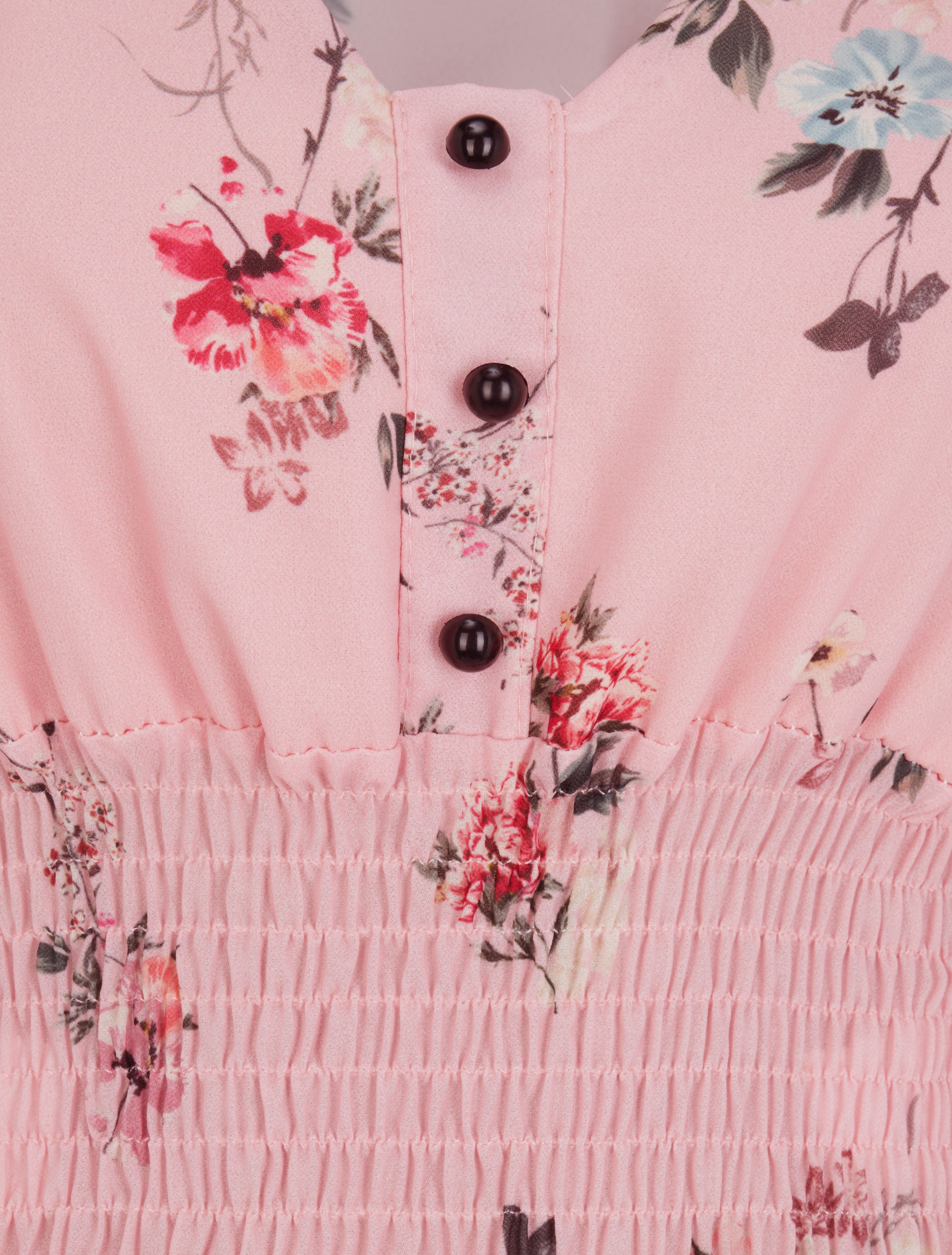 Top élastiqué imprimé floral - Rose pâle - 3
