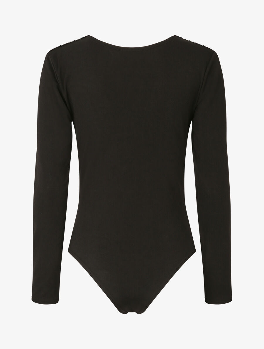Body drapé à manches longues - Noir - 2