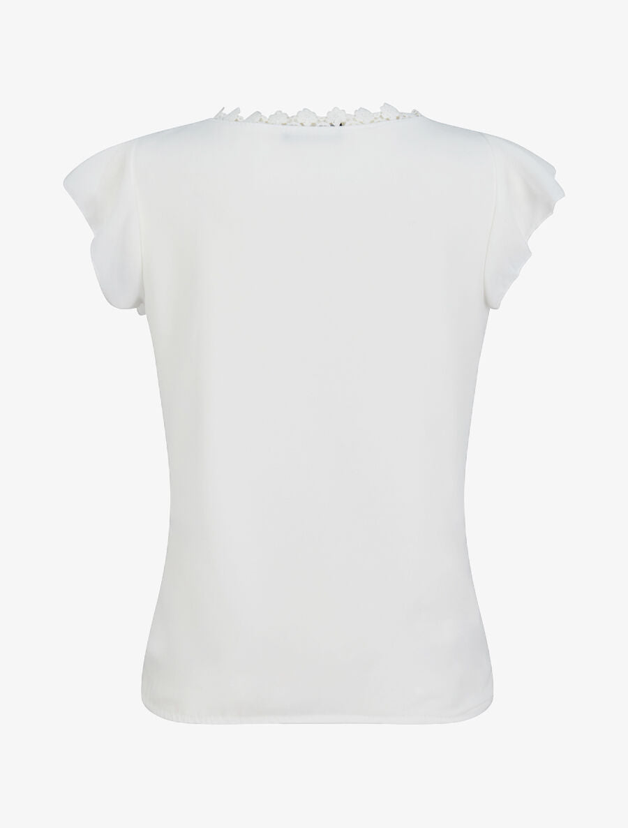 Top droit uni à détail crochet - Blanc - 2