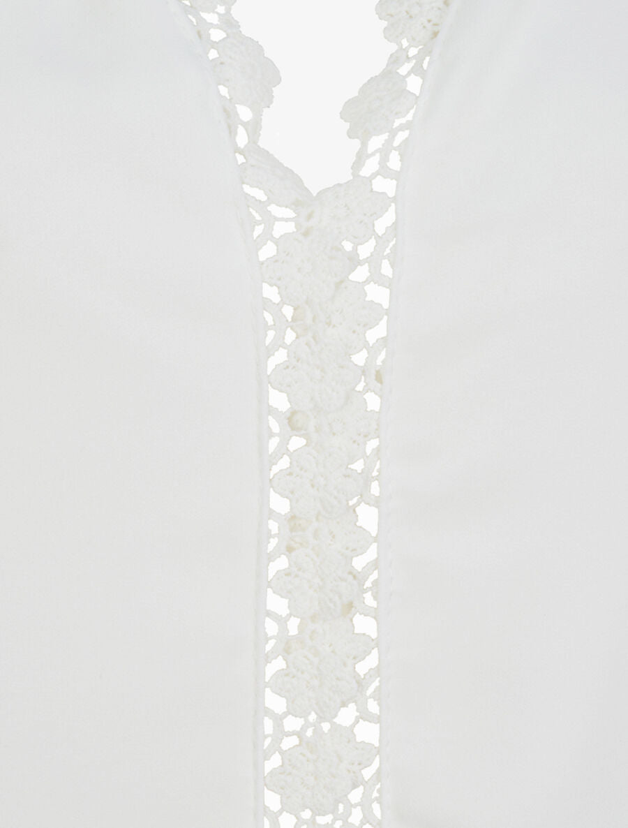 Top droit uni à détail crochet - Blanc - 3