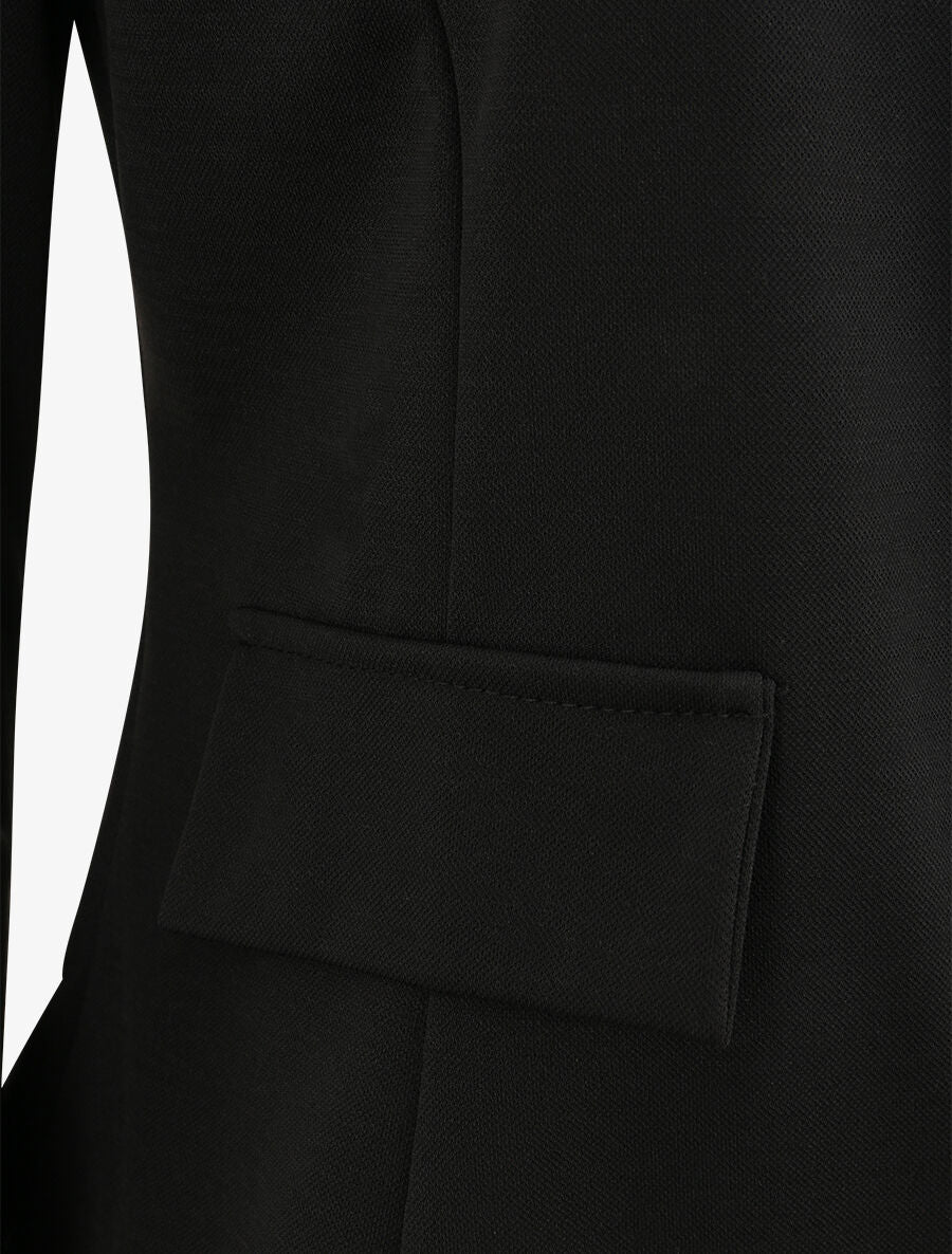 Veste droite unie à col mao - Noir - 3