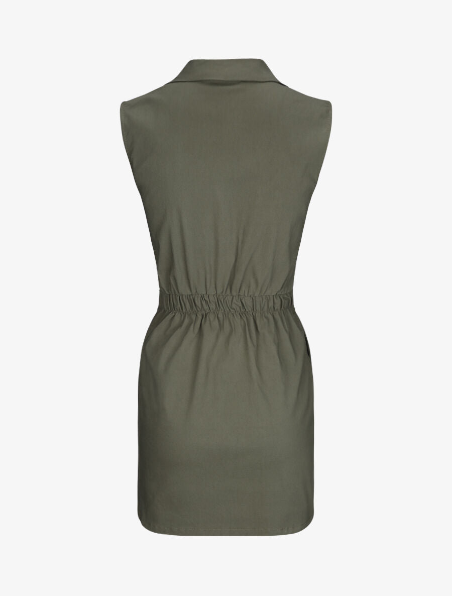 Robe sans manches avec ceinture - Kaki - 2