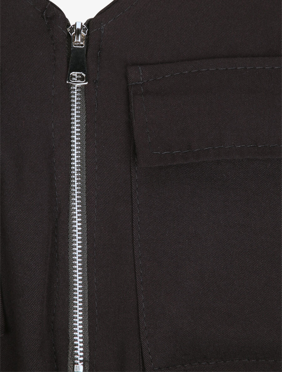 Combishort fluide unie à col zippé - Noir - 3