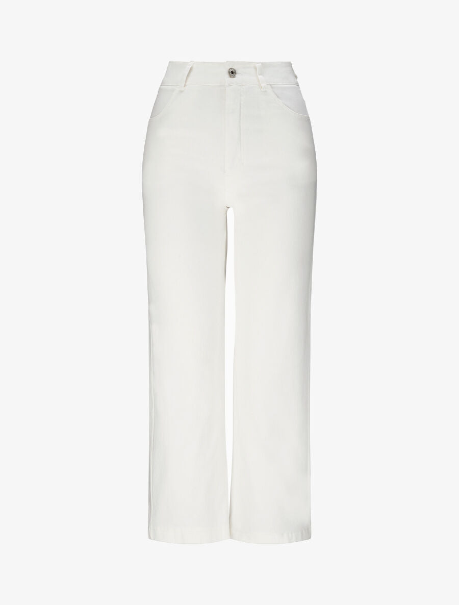 Pantalon 7/8 ample à taille haute - Écru - 1