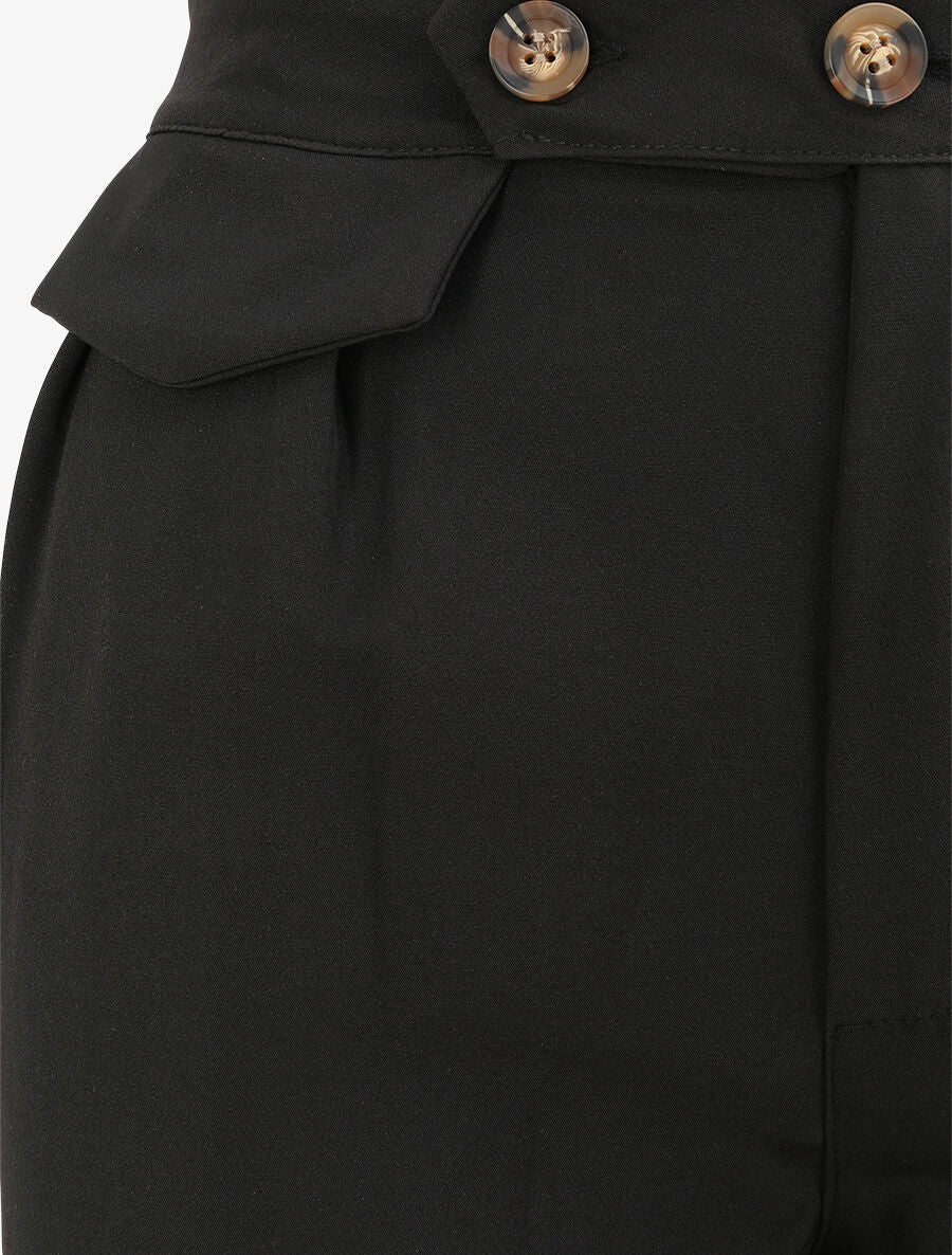 Pantalon carotte taille haute uni - Noir - 3