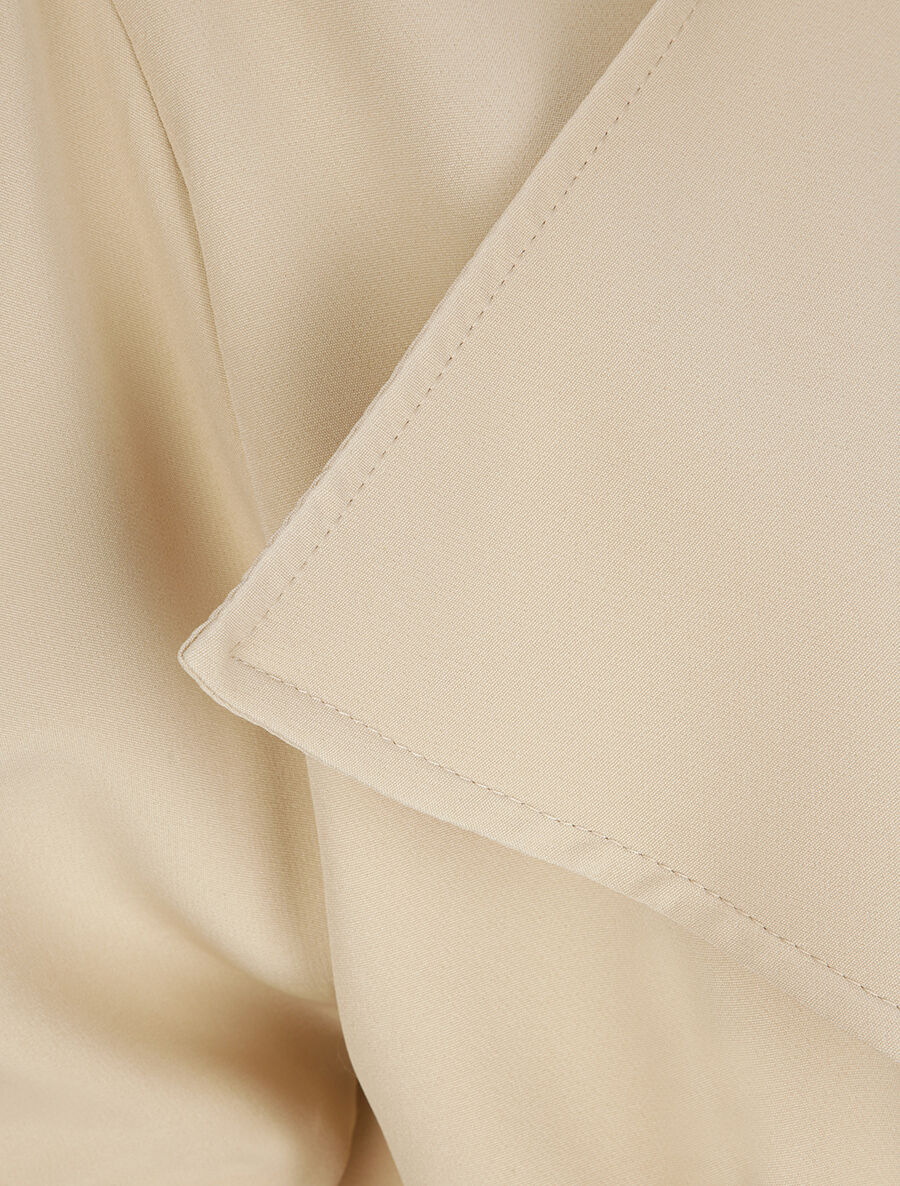 Veste longue droite à col cranté - Beige - 4