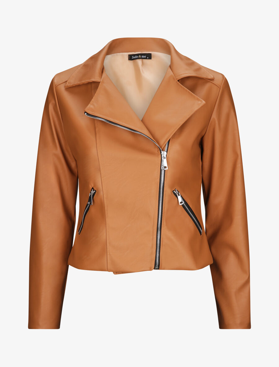 Perfecto droit en simili doublé - Camel - 4