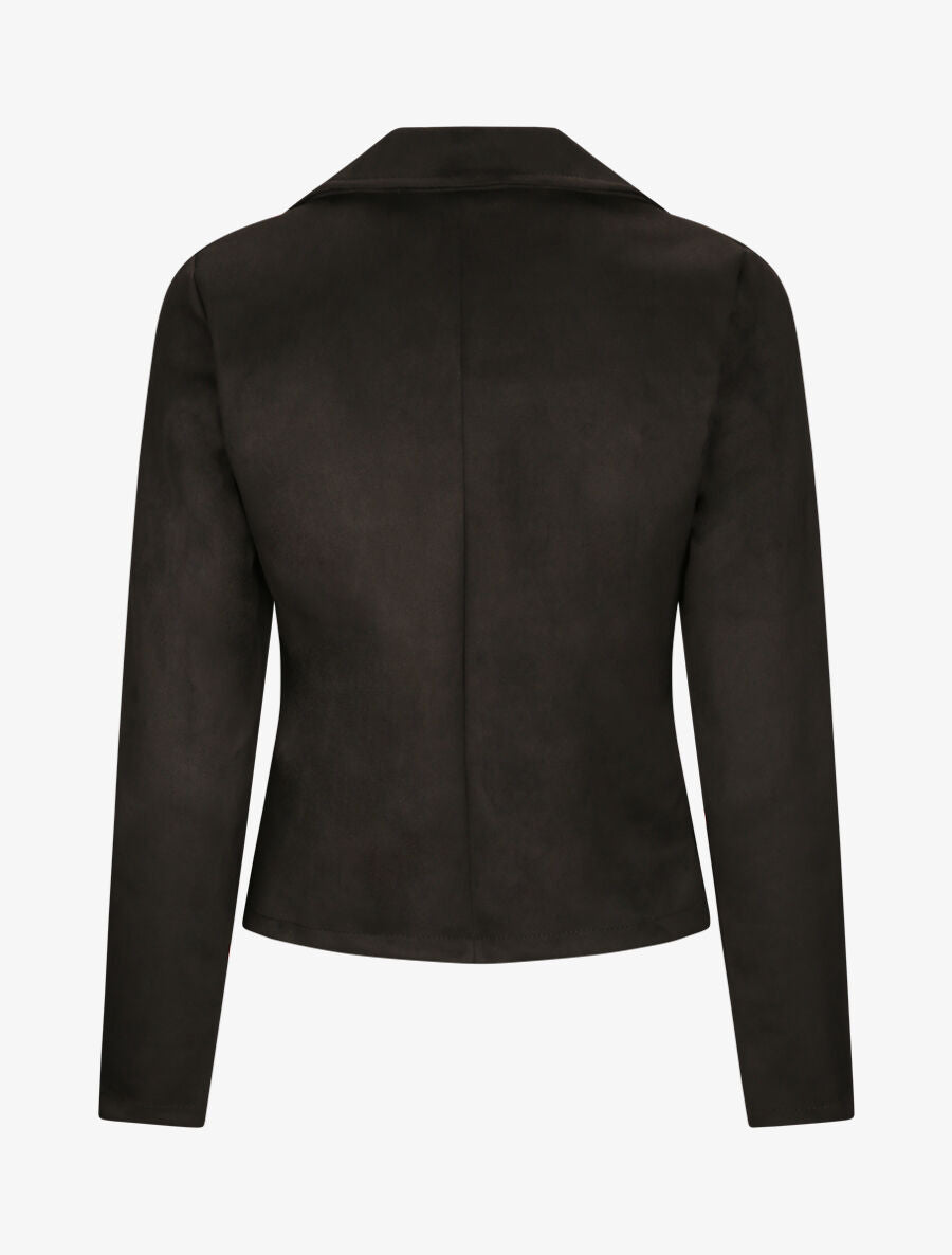 Perfecto droit en suédine poche zippée décorative - Noir - 2