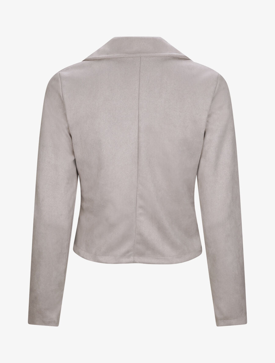 Perfecto droit en suédine poche zippée décorative - Gris clair - 2