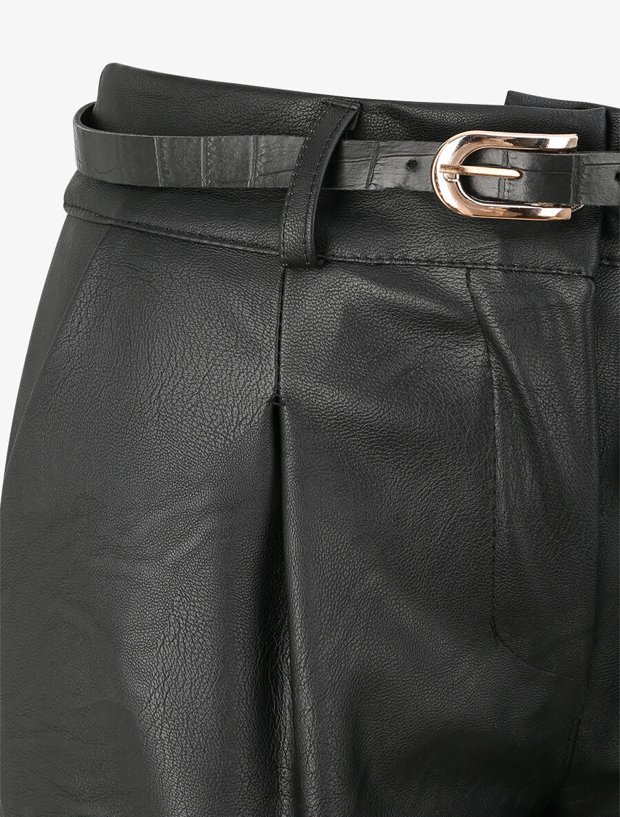 Mini-short à bords à revers - Noir - 3