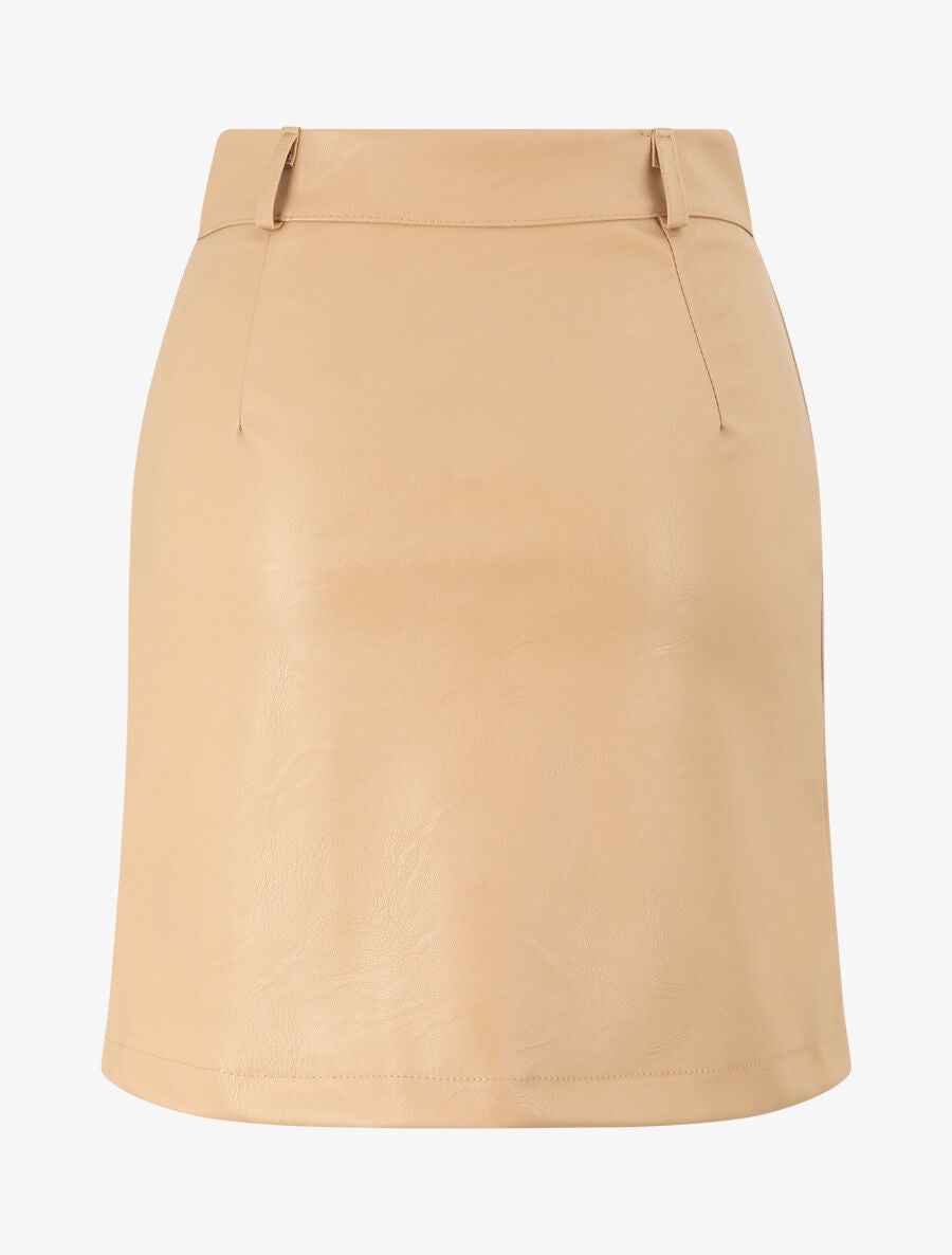 Jupe zippée en simili - Beige - 2