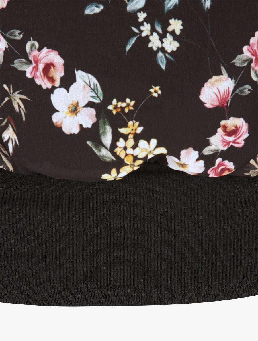 Top boule imprimé fleurs printanières - Noir - 4