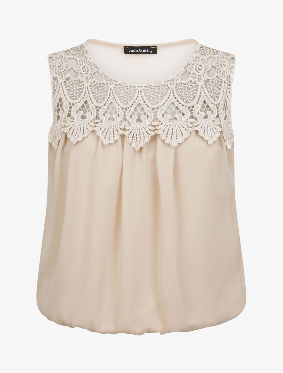 Top boule à empiècement crochet - Beige - 1