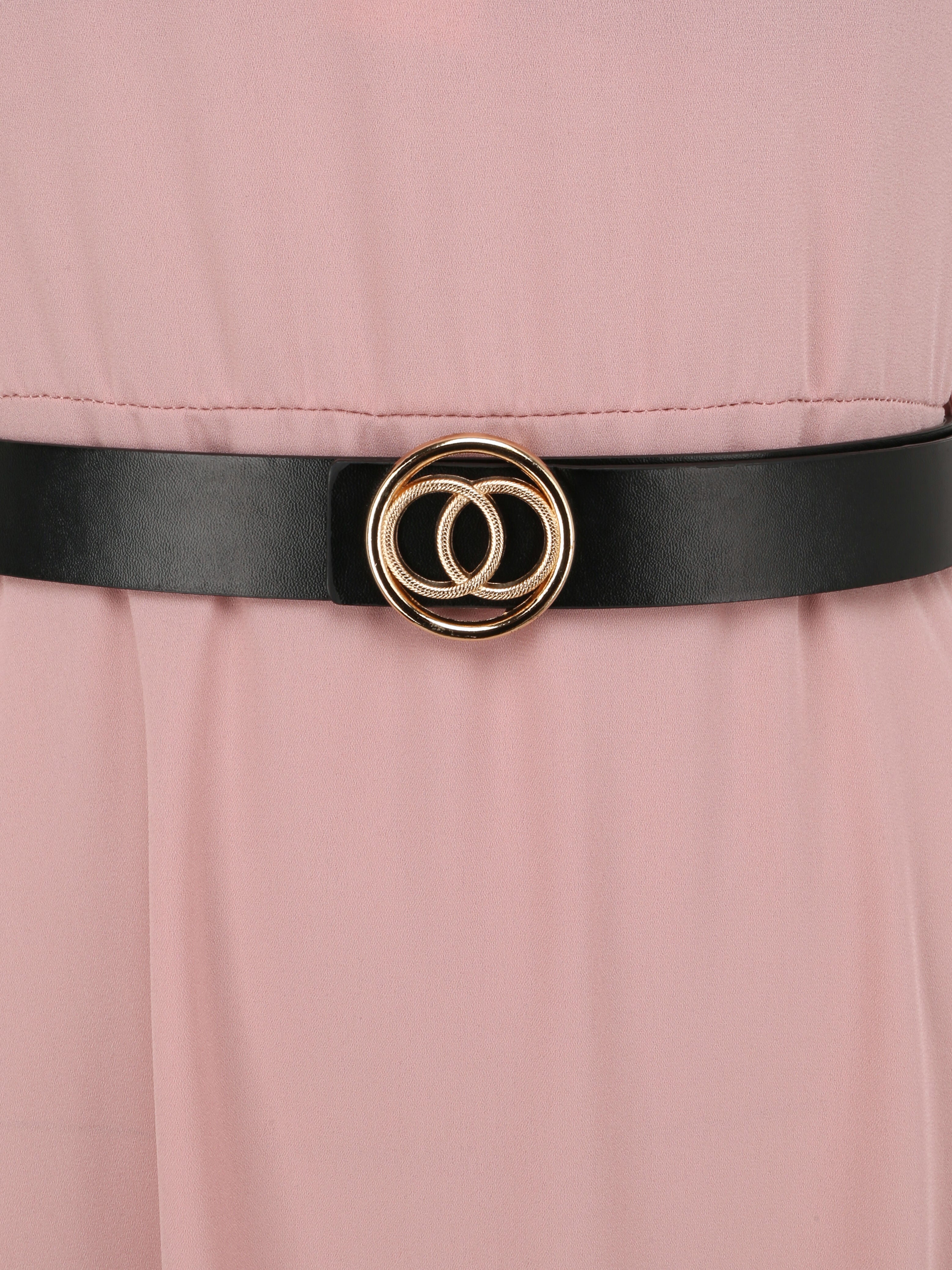 Robe longue asymétrique coupe patineuse - Vieux rose - 3