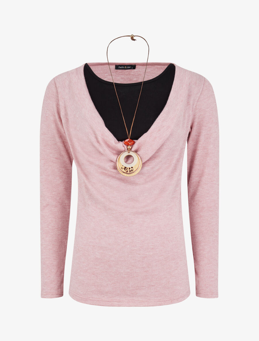 Pull à col bénitier et t-shirt en trompe l&