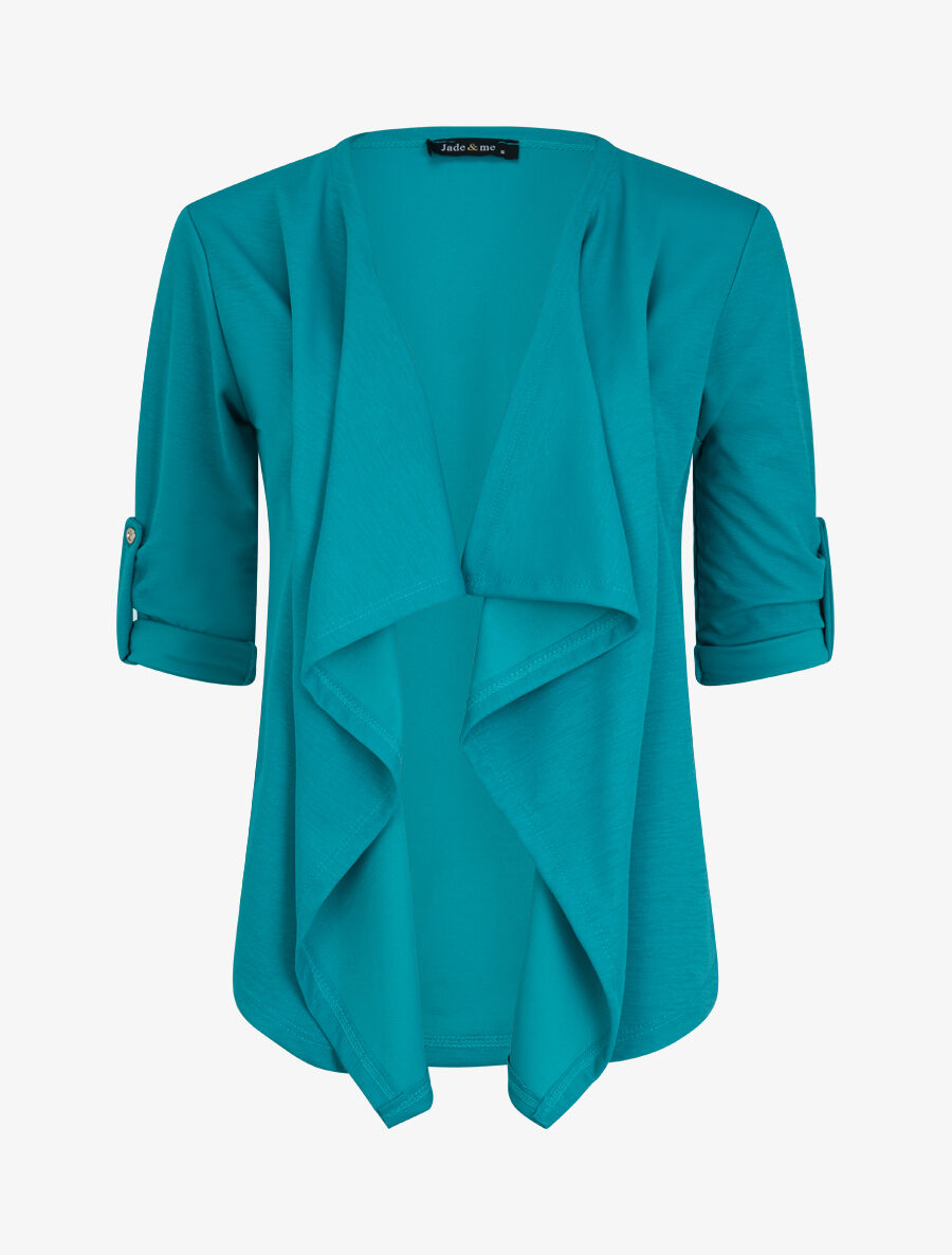 Veste fluide à pans asymétriques - Turquoise - 3
