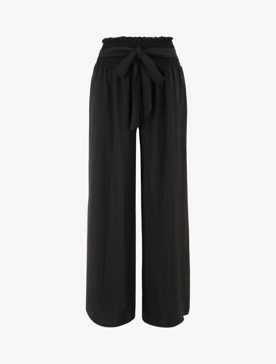 Pantalon ample à taille élastiquée - Noir - 4
