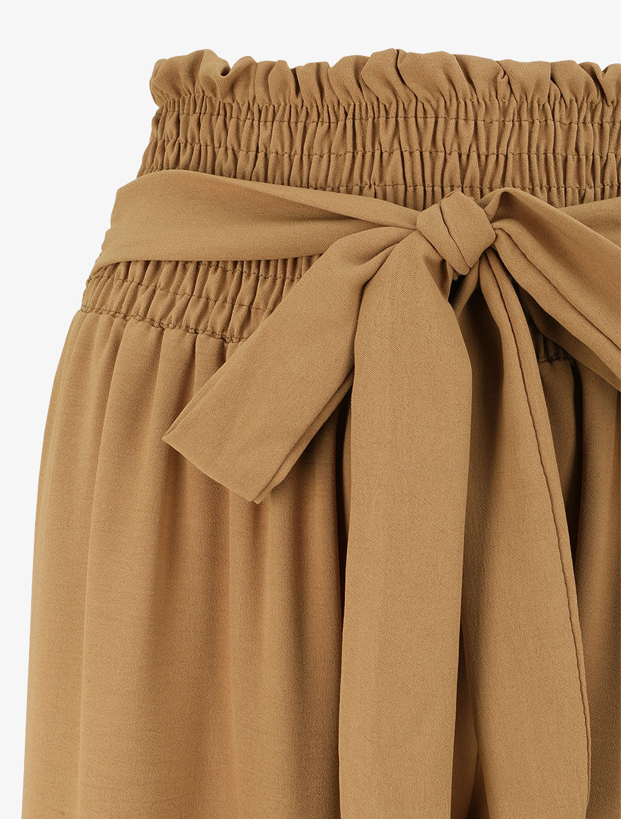 Pantalon ample à taille élastiquée - Camel - 3