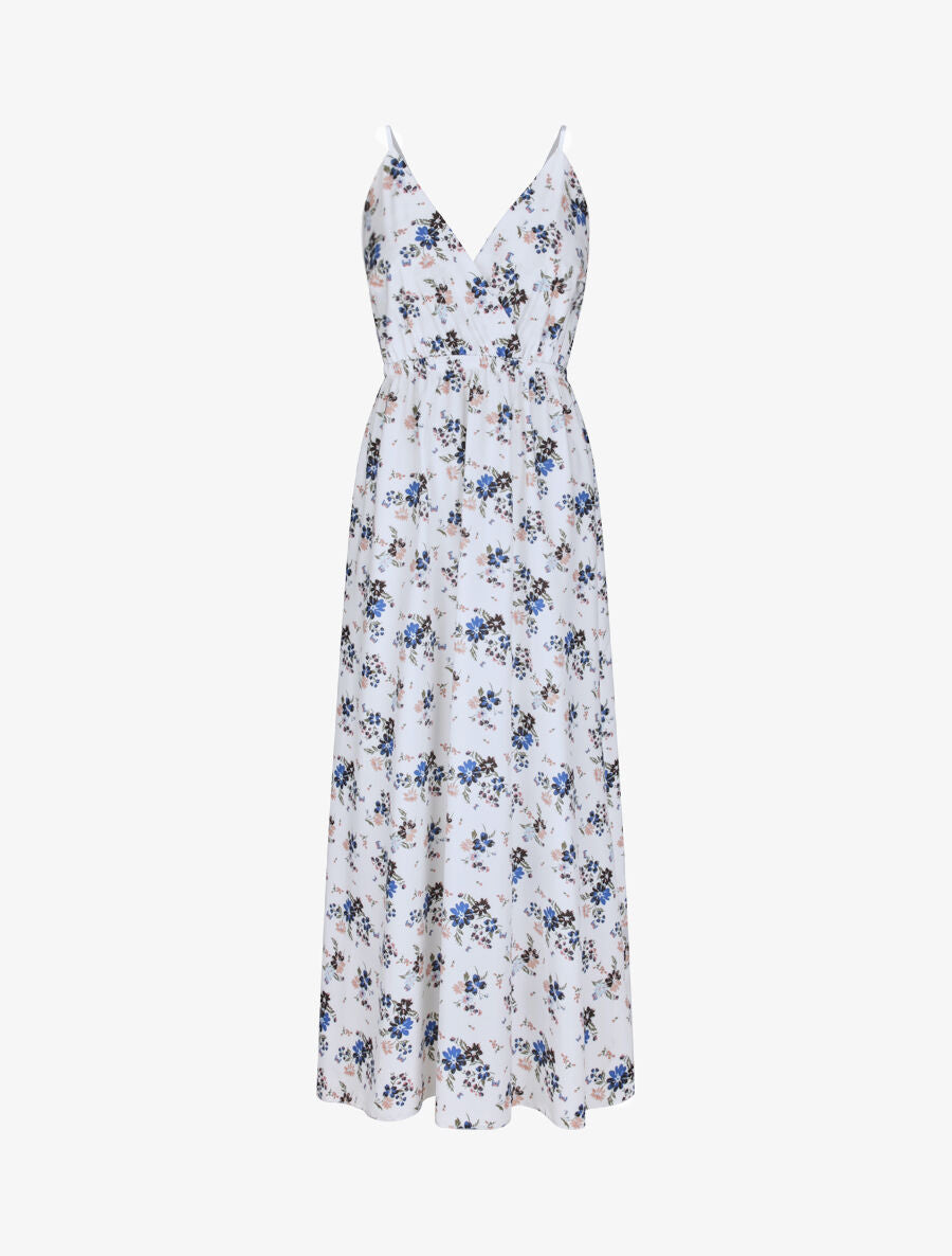 Robe longue à imprimé petites fleurs - Blanc - 1