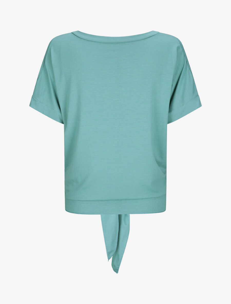 Top oversize uni à épaules ajourées - Bleu lagon - 2