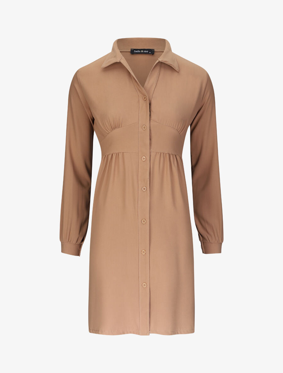 Robe chemise fluide - Camel - 4