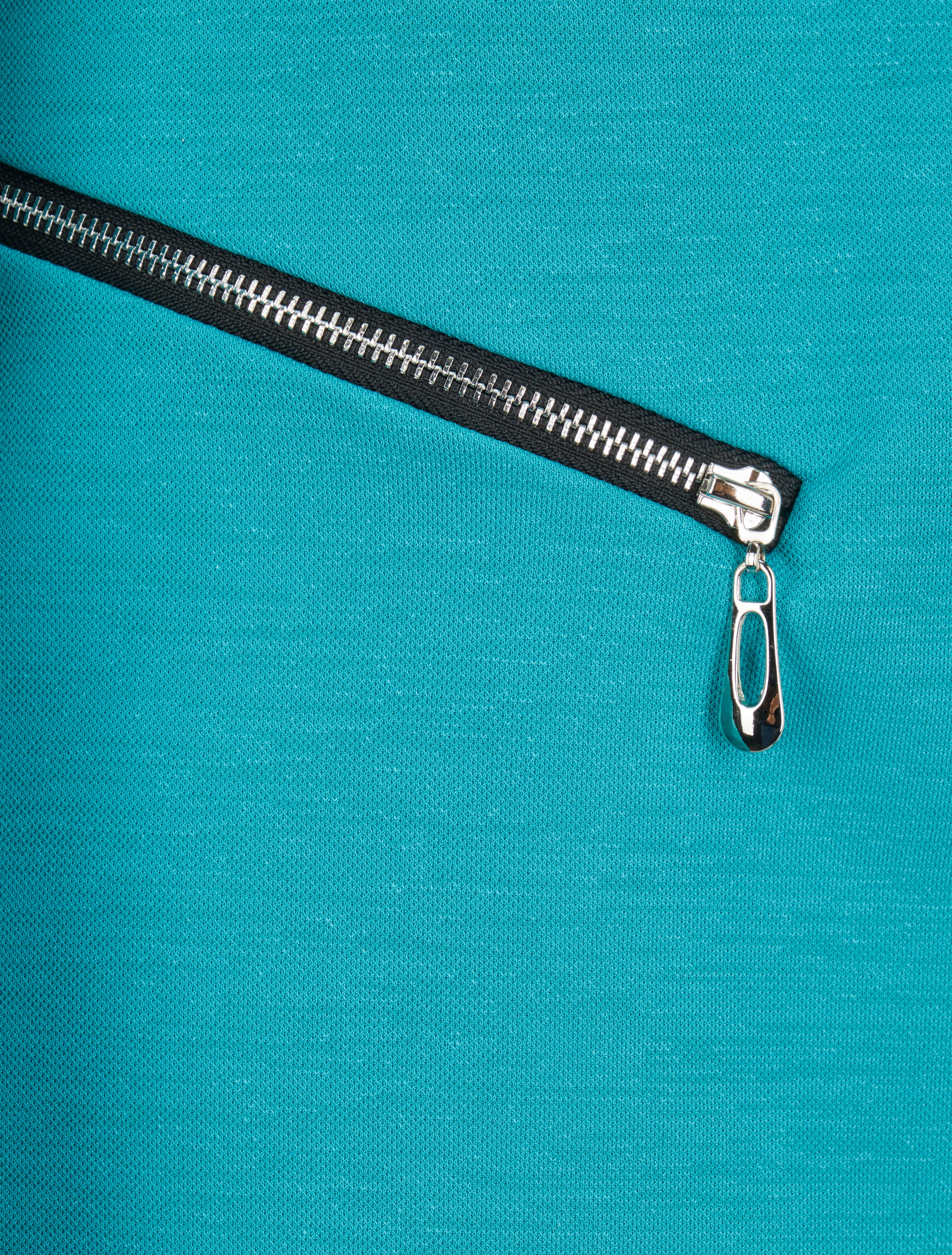 Veste à col biseauté et poches zippées - Turquoise - 3