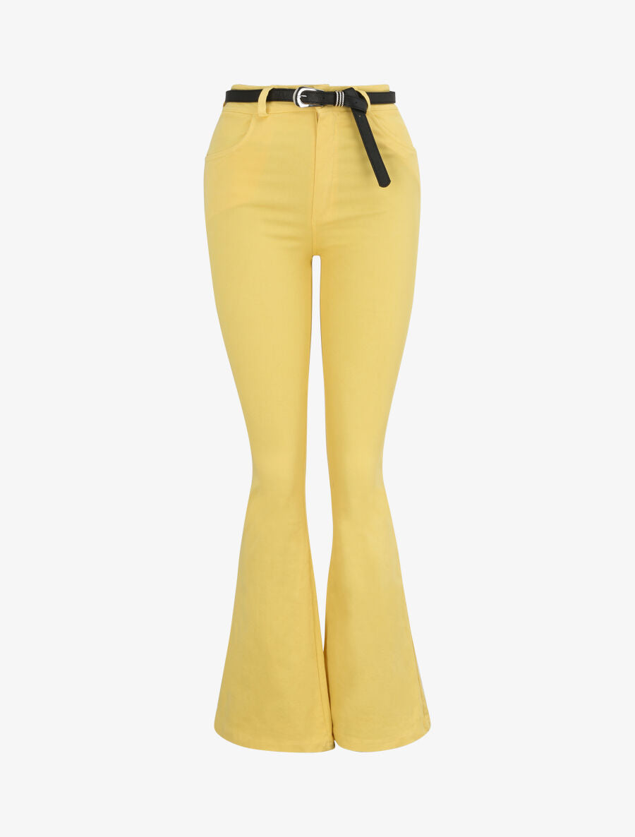 Jean flare uni - Jaune - 1