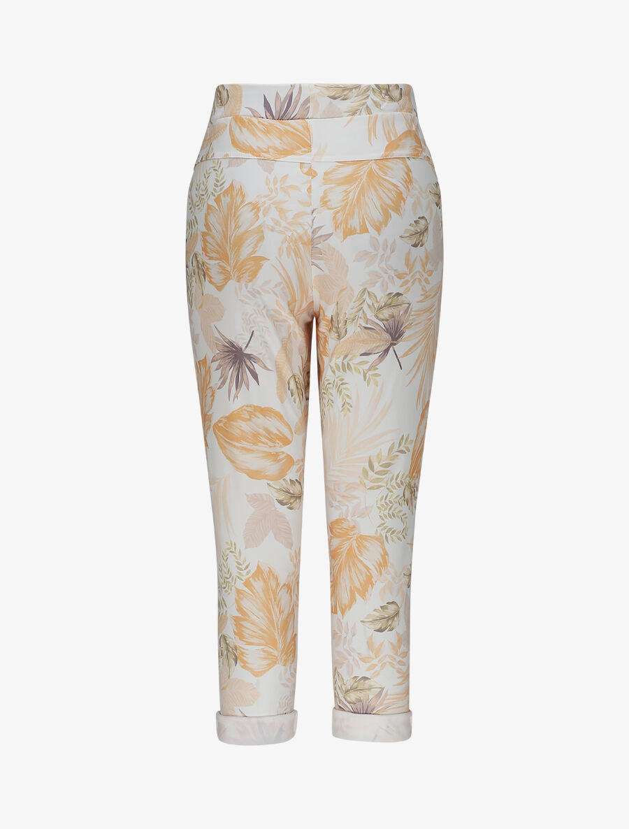 Pantalon imprimé jungle à taille élastiquée - Orange - 2