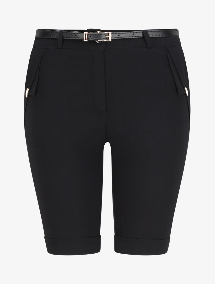 Bermuda uni taille haute - Noir - 1