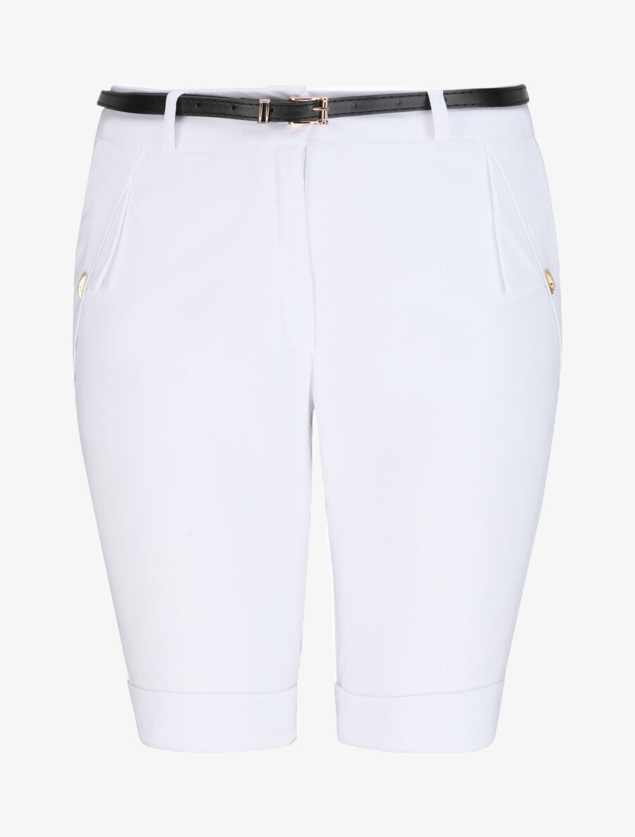Bermuda uni taille haute - Blanc - 4