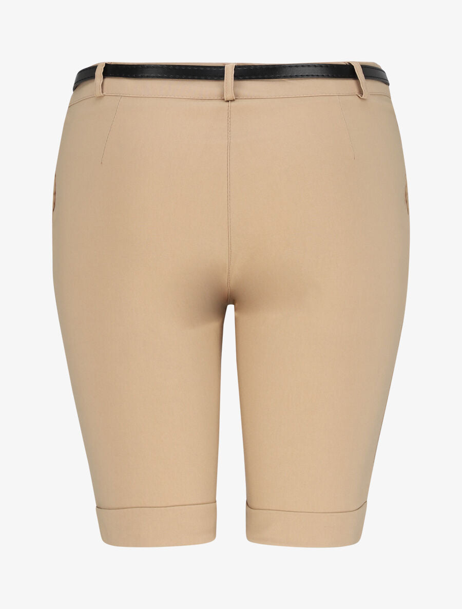 Bermuda uni taille haute - Camel - 2