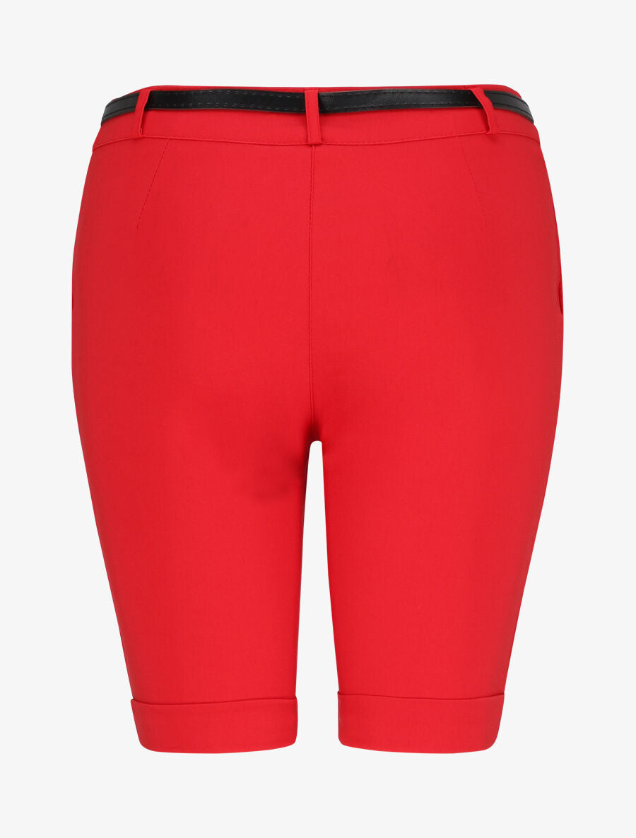 Bermuda uni taille haute - Rouge - 2