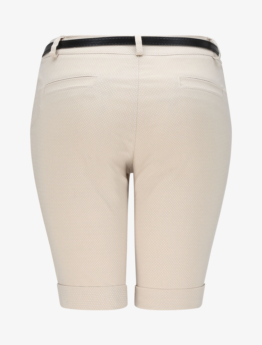 Bermuda à revers imprimé pois - Beige - 2