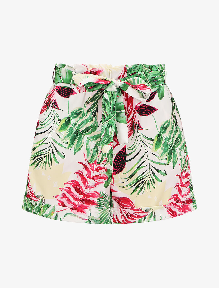 Short imprimé tropical à revers - Blanc - 5
