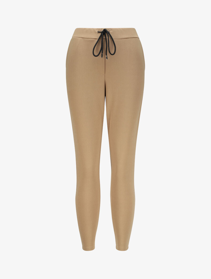 Pantalon à taille élastiquée et liens à nouer - Camel - 1