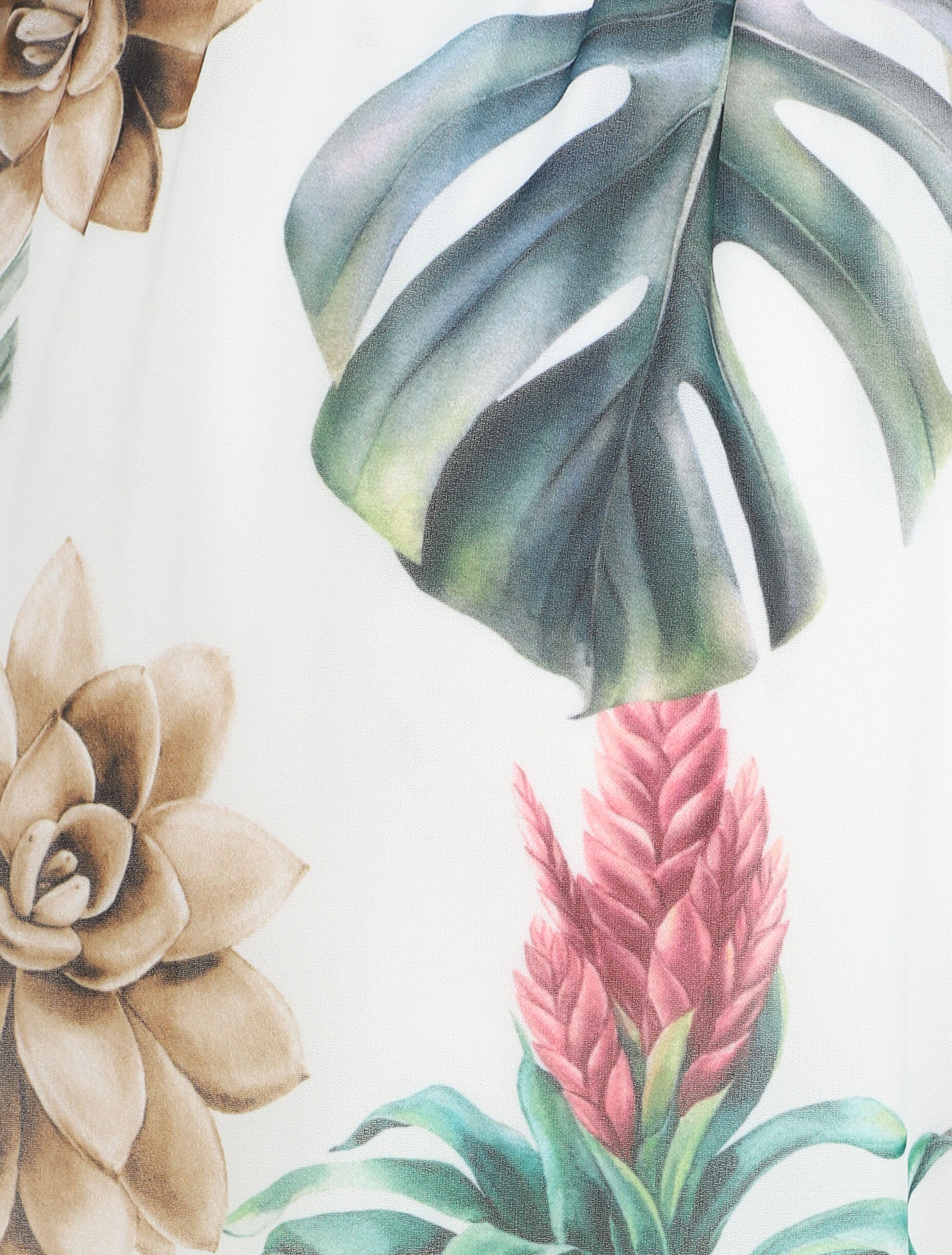 Jupe longue en voile imprimé fleurs tropicales - Blanc - 3