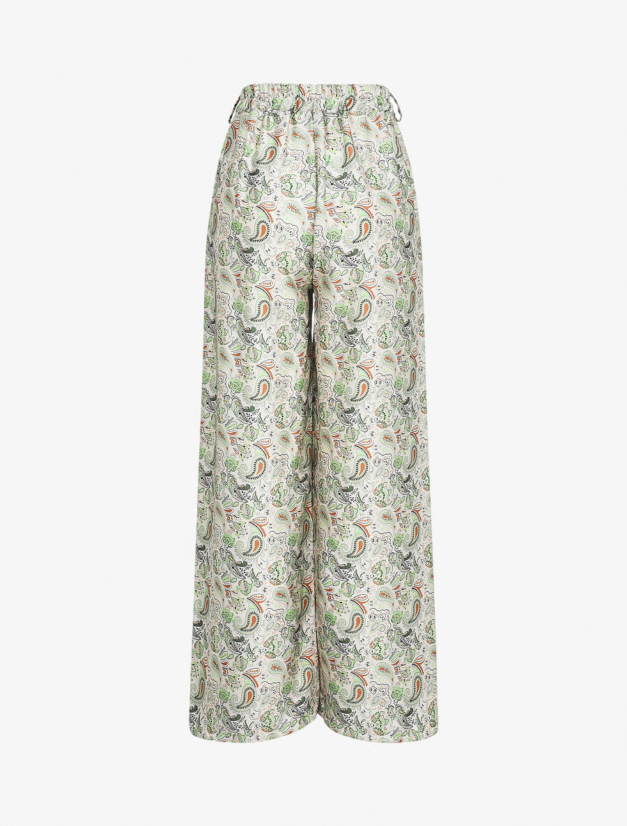 Pantalon satiné imprimé cachemire - Beige - 2