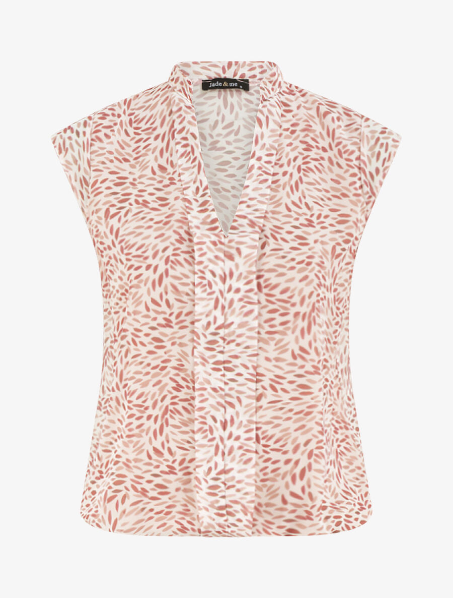 Top sans manches imprimé feuilles stylisées - Rose - 1