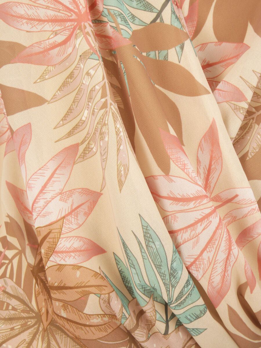Top en voile sans manches imprimé végétal - Beige - 3