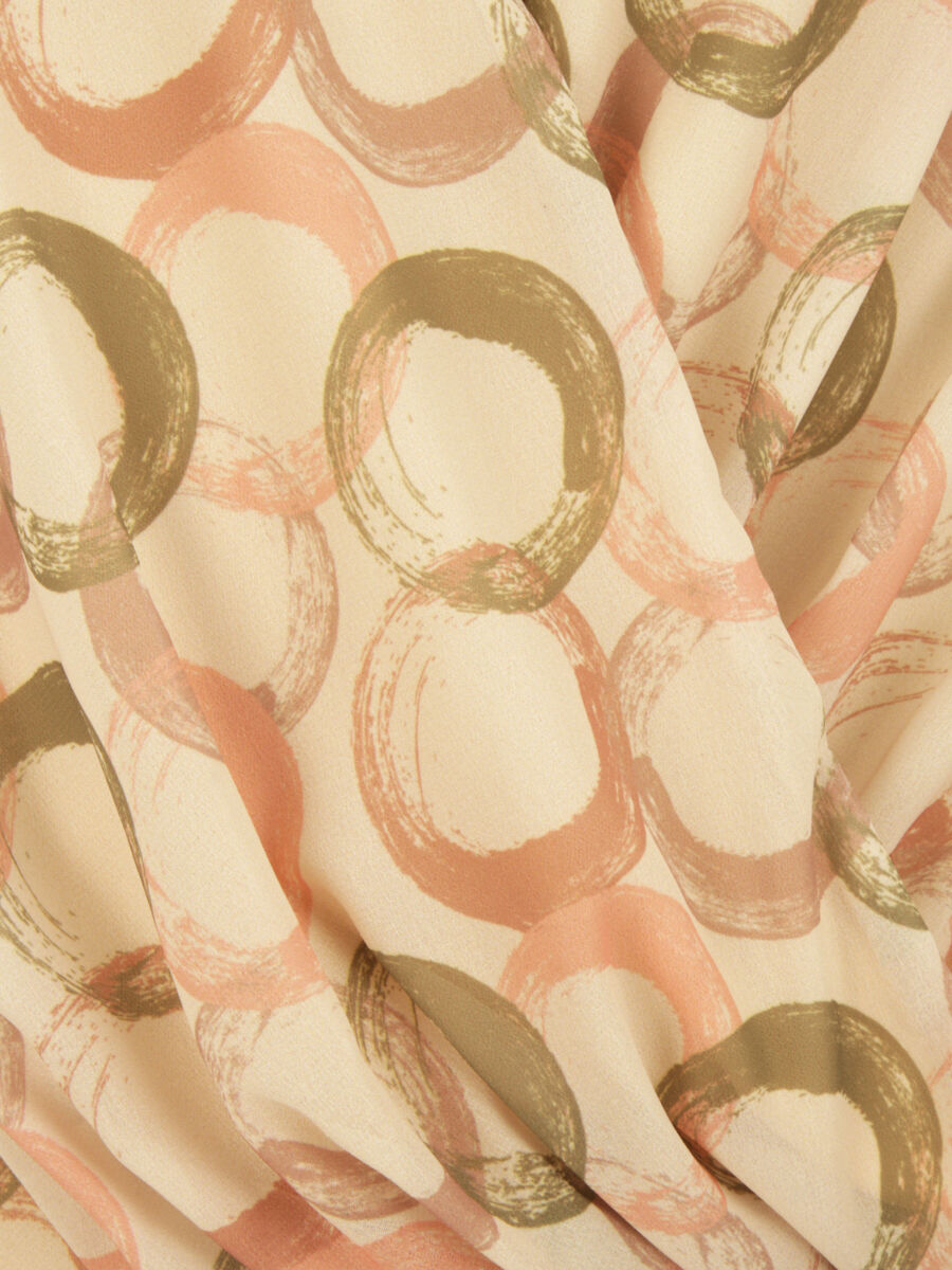 Top en voile sans manches imprimé cercles stylisés - Beige - 3